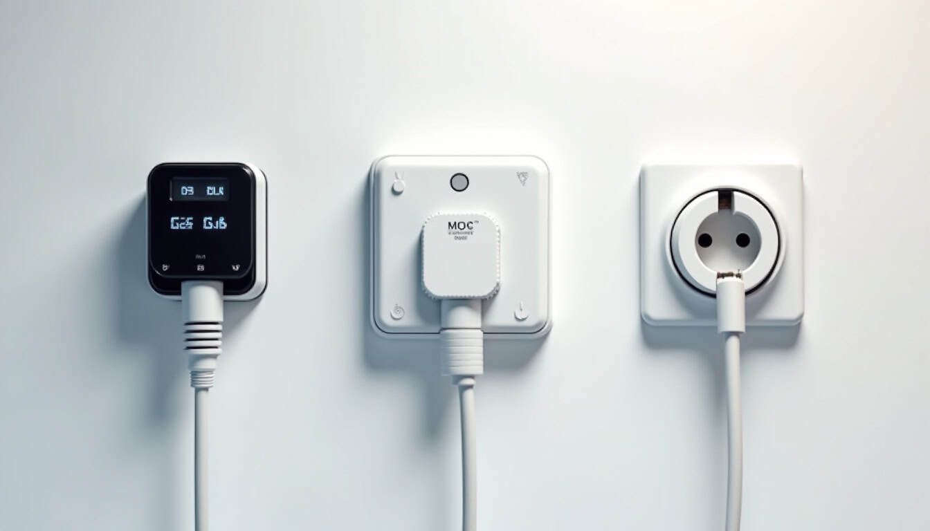 Comparaison visuelle entre une wallbox, une prise renforcée et une prise domestique pour véhicule électrique