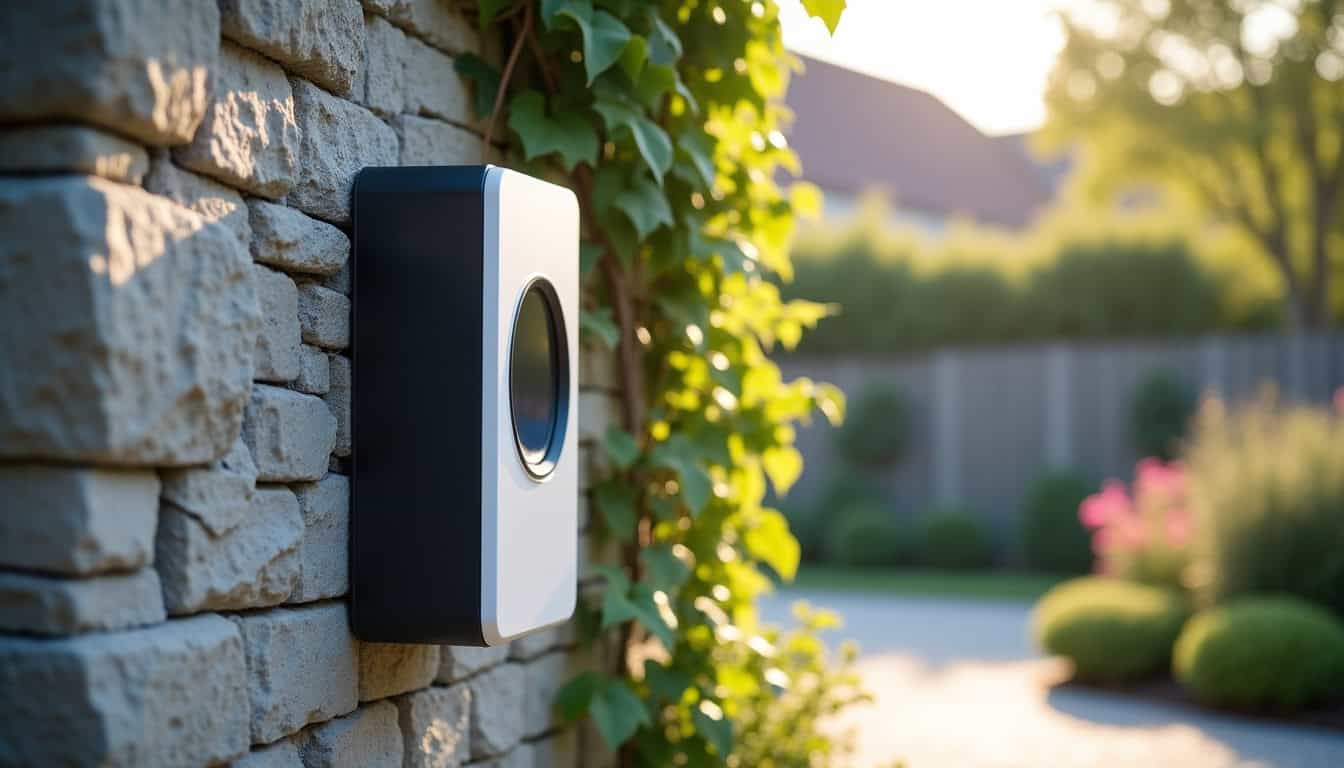 Borne électrique installée sur un mur extérieur dans un habitat individuel à La Planche