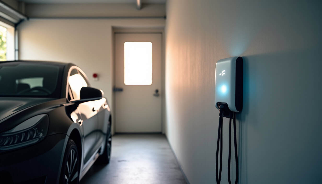Borne de recharge murale installée dans un garage privé à Oberhergheim