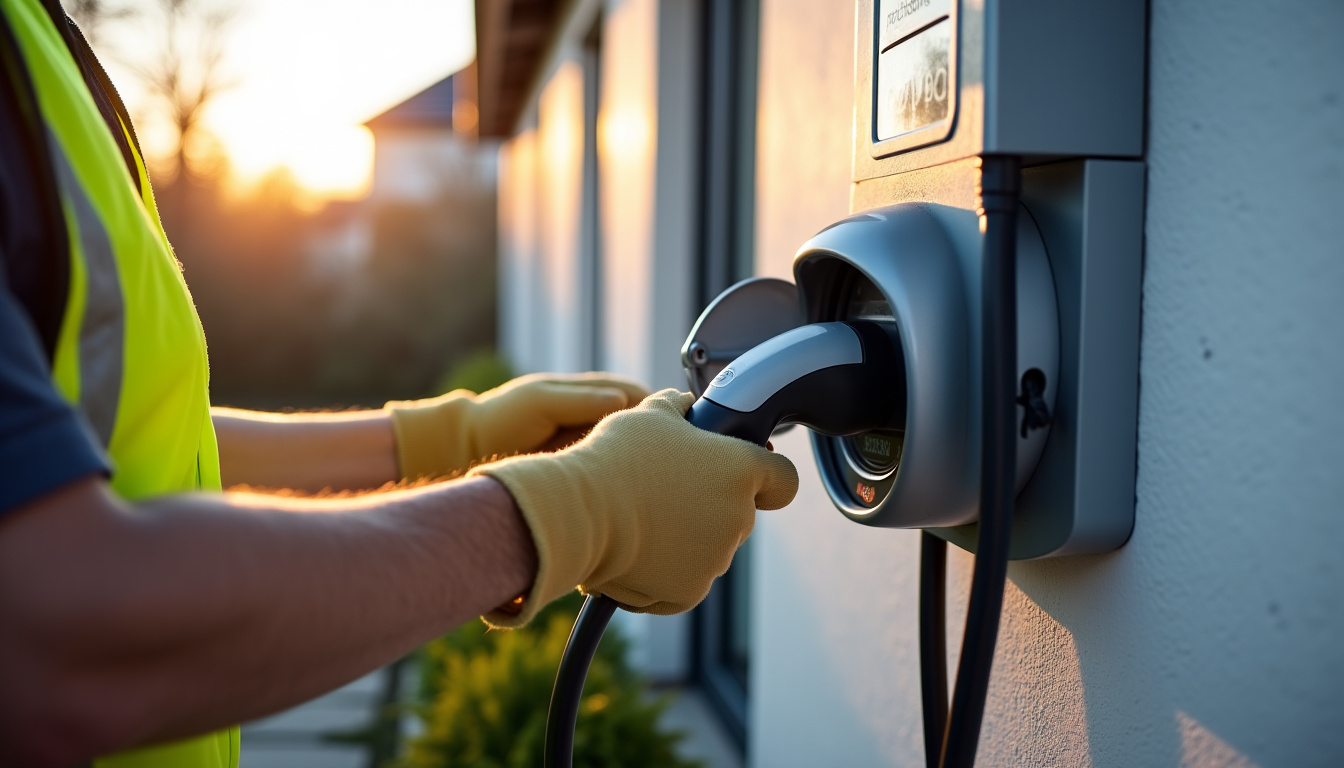 Technicien certifié IRVE en train d'installer une borne électrique à Quetigny