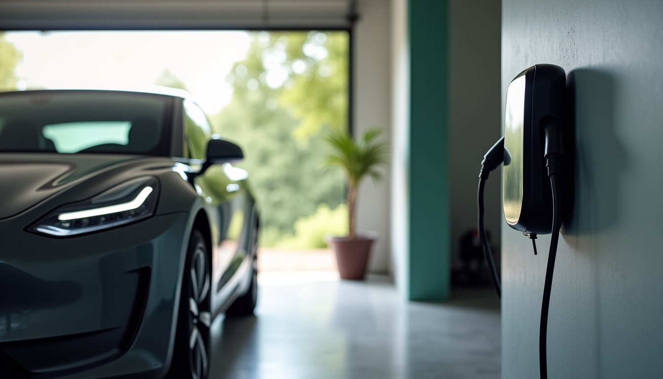 Voiture électrique en charge sur une borne installée à domicile à Saméon