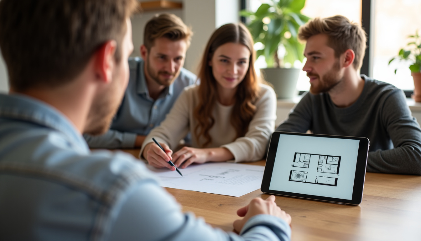Famille consultant un devis d'installation de borne de recharge sur une tablette à Tressin