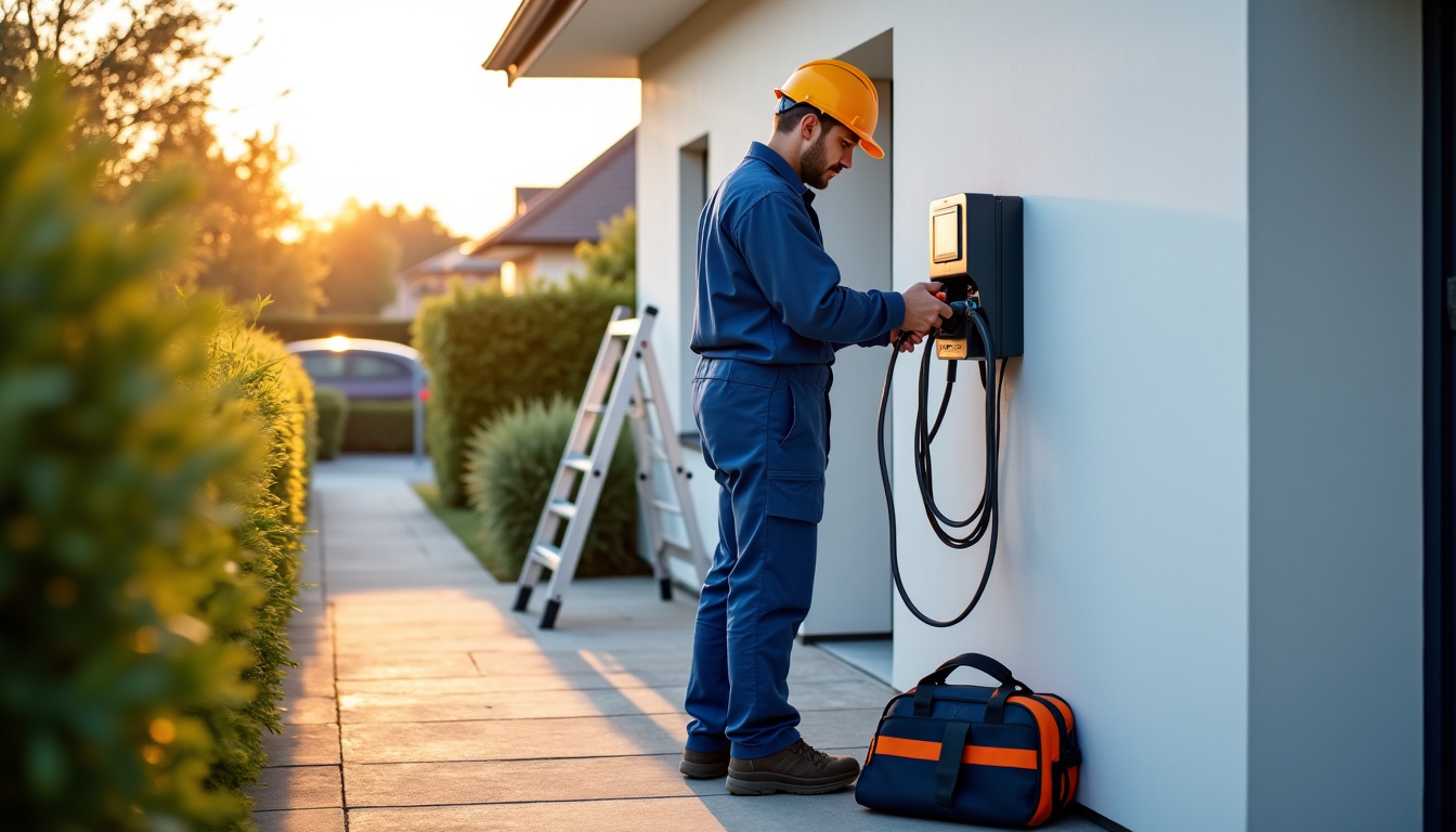 Intervention d’un installateur certifié IRVE lors de la pose d’une borne de recharge à Saint-Martin-de-Seignanx
