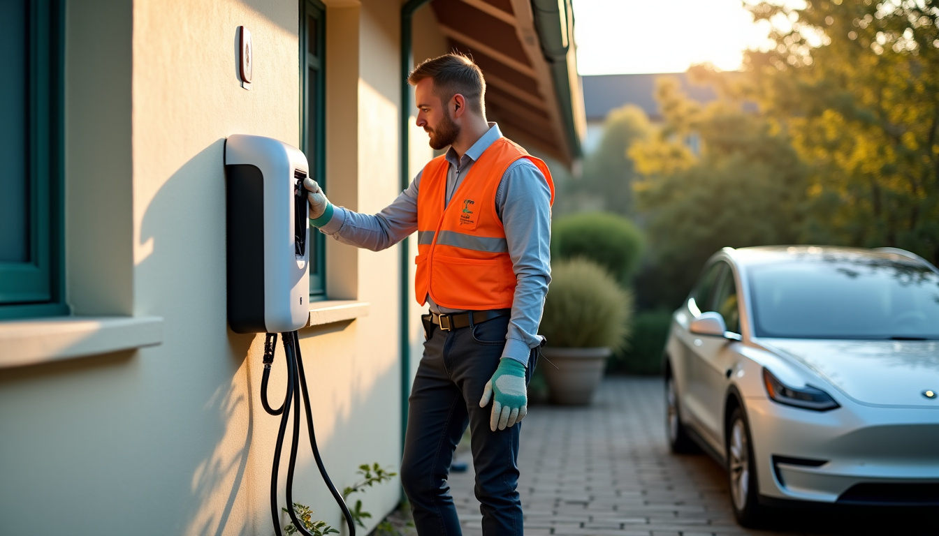 Intervention d’un installateur IRVE lors de la pose d’une borne de recharge dans une maison à Villiers-le-Morhier