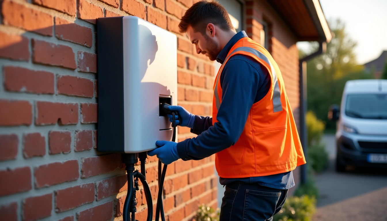 Intervention d’un technicien qualifié IRVE lors de l’installation d’une borne électrique à Lure