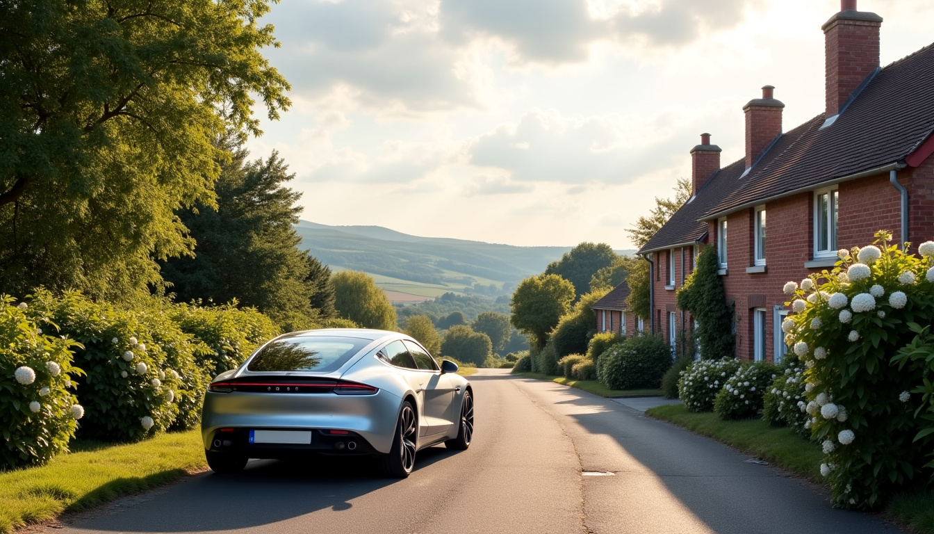 Paysage de Pont-Remy avec un véhicule électrique en stationnement près d