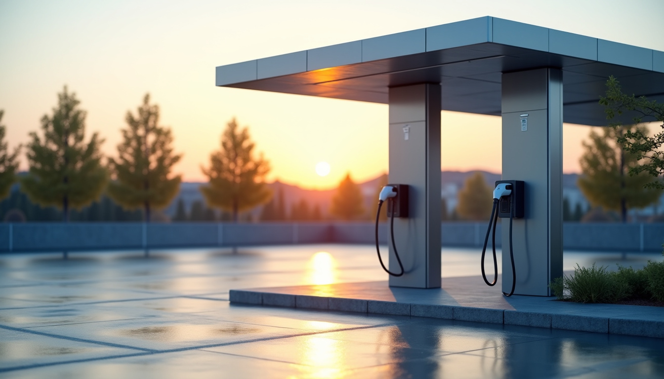 Point de recharge public installé sur le parking d