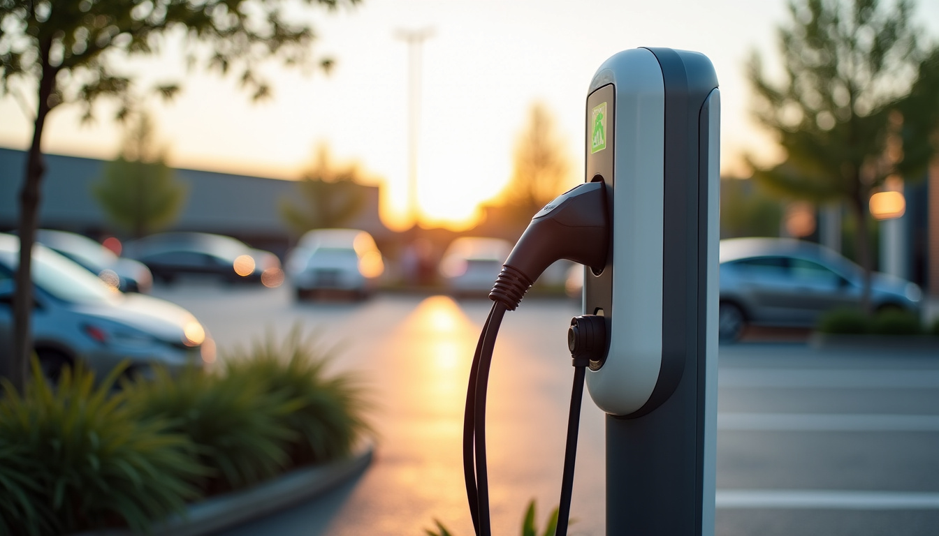 Station de recharge électrique publique à Haubourdin près d’un supermarché