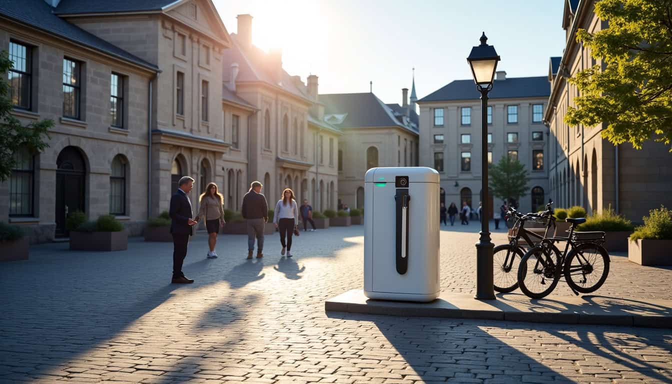 Station de recharge publique Modulo installée sur la place Bouchard à L