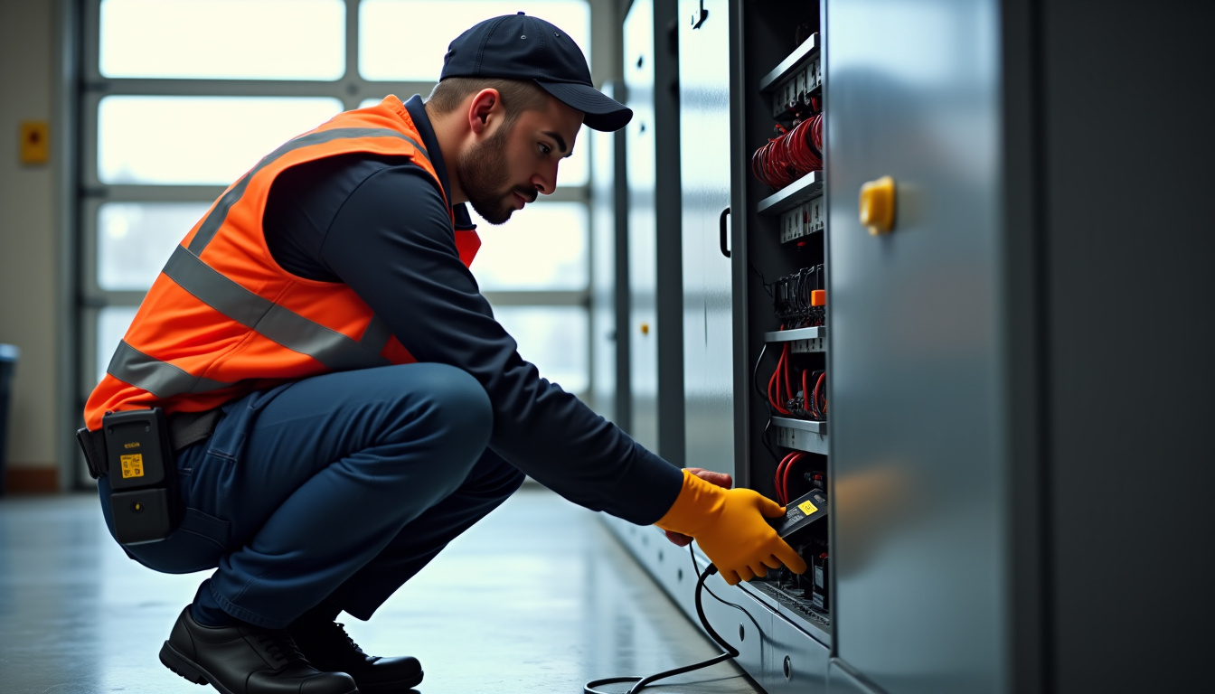 Technicien effectuant un diagnostic électrique avant l