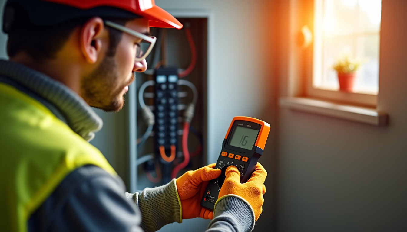 Technicien effectuant un diagnostic électrique sur un tableau électrique avant installation d