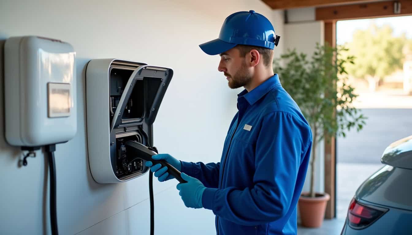 Technicien en train de procéder à la maintenance d