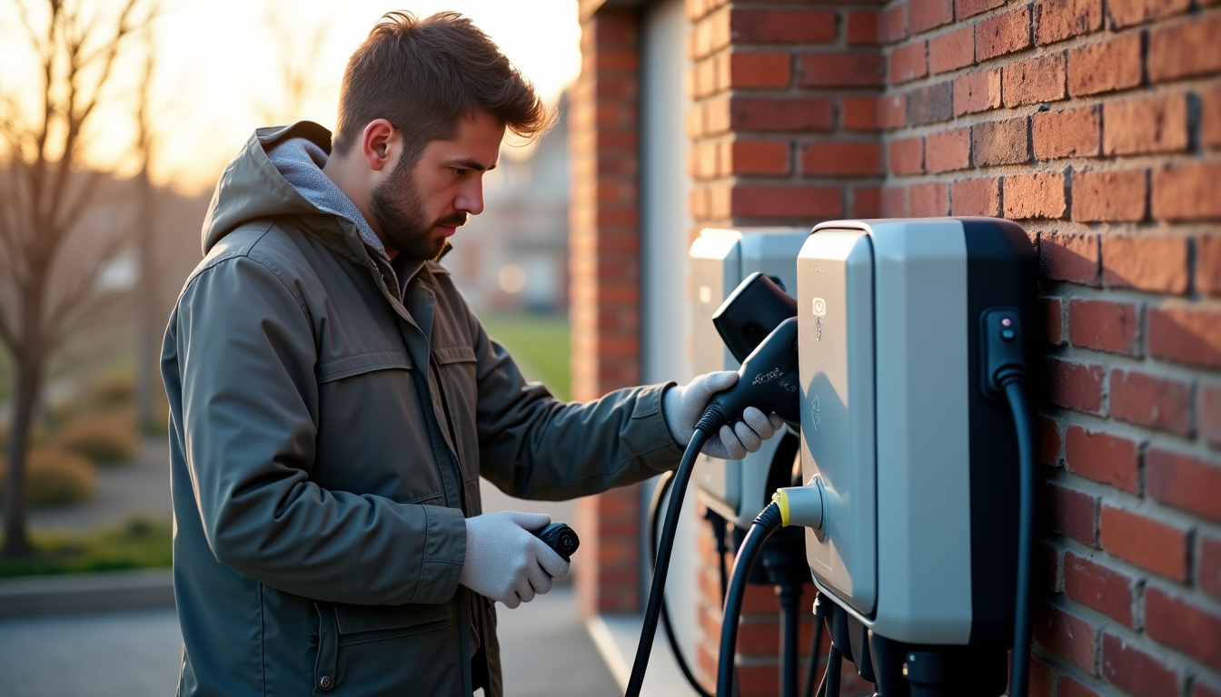 Technicien en train de raccorder une borne électrique à Pont-Remy