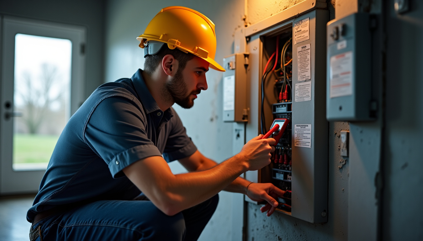 Technicien en train de réaliser un diagnostic électrique avant installation d