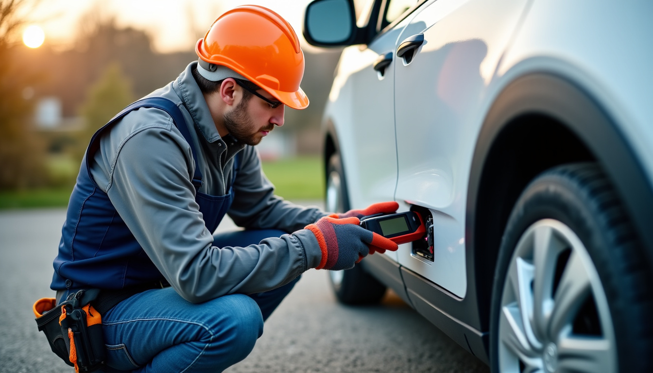 Technicien en train de réaliser un diagnostic électrique avant installation d