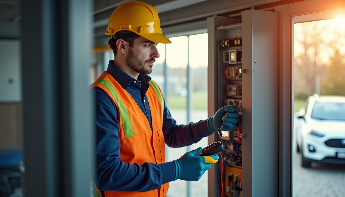 Technicien en train de réaliser un diagnostic électrique pour l