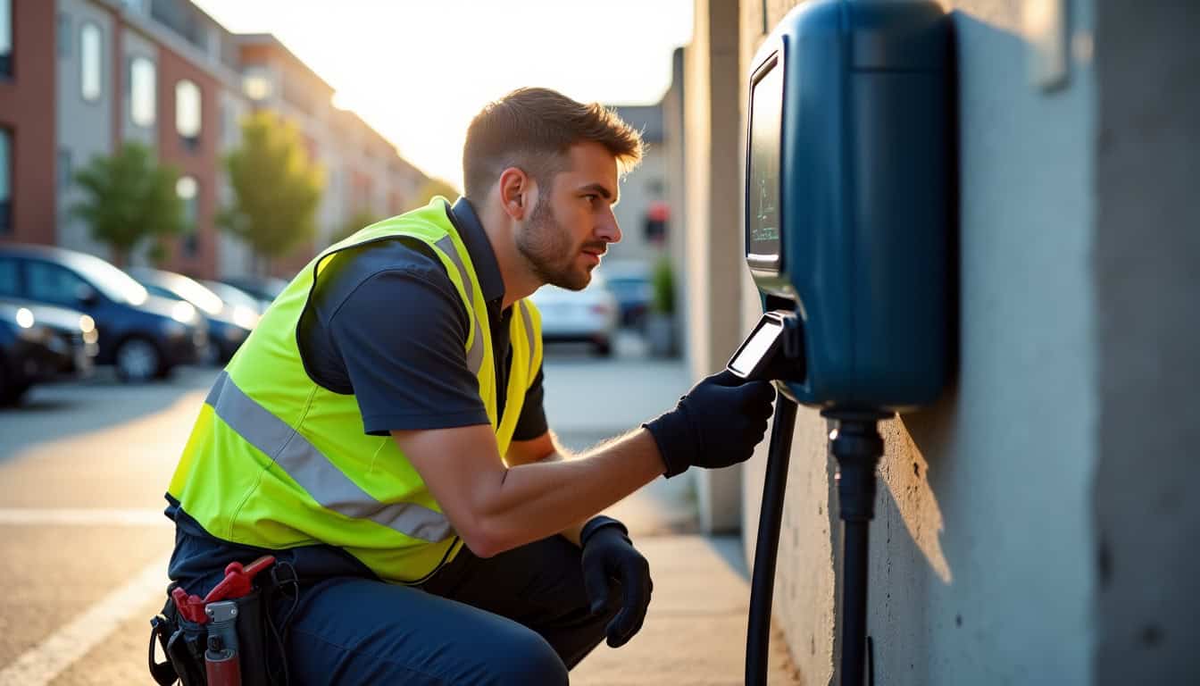 Technicien en train de vérifier le bon fonctionnement d