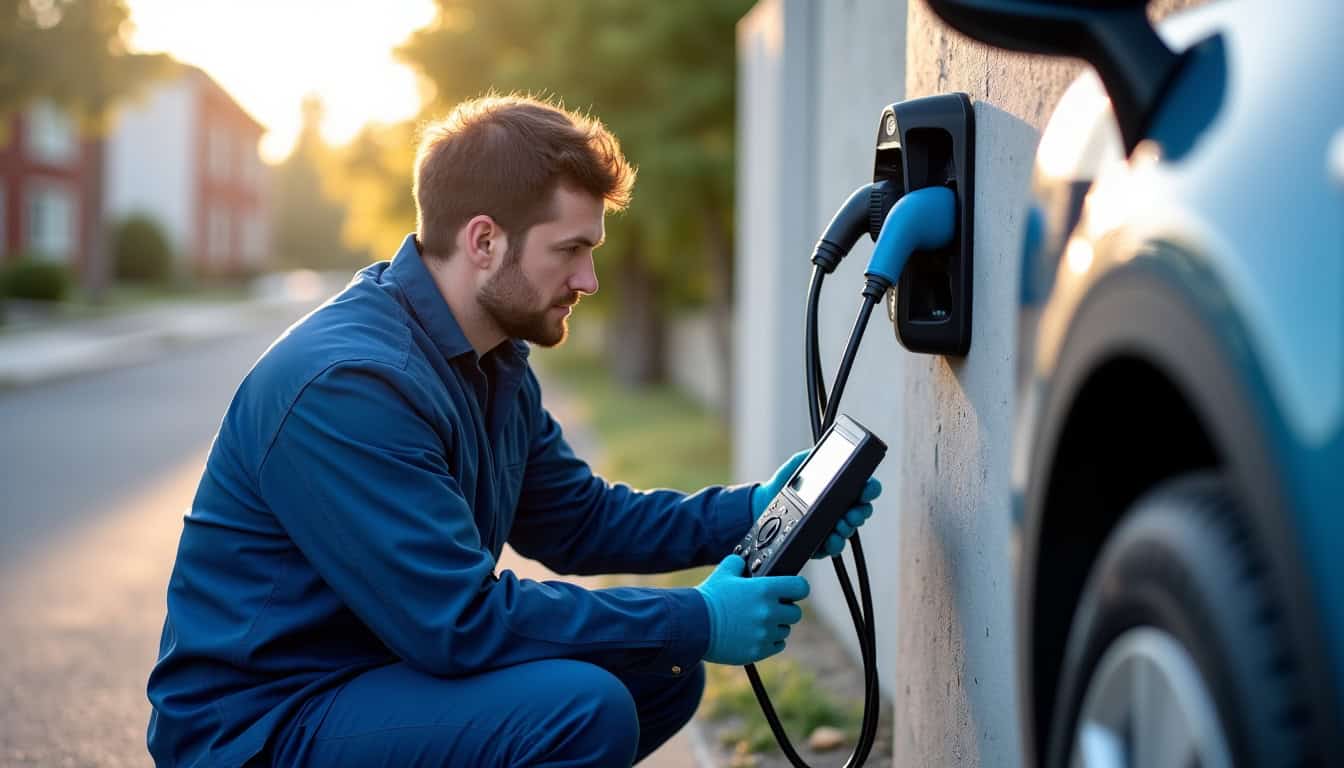 Technicien en train de vérifier le bon fonctionnement d