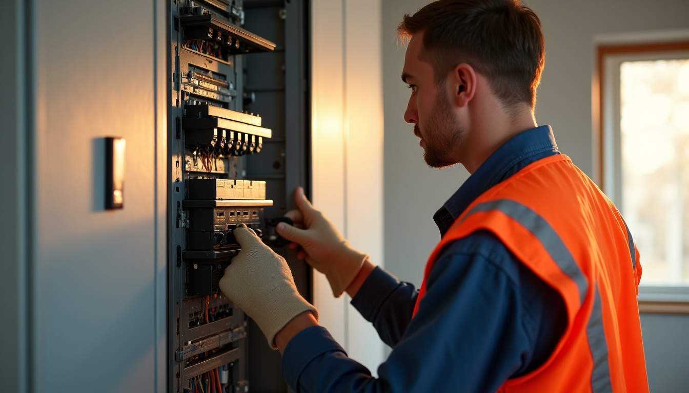 Technicien en train de vérifier le tableau électrique d
