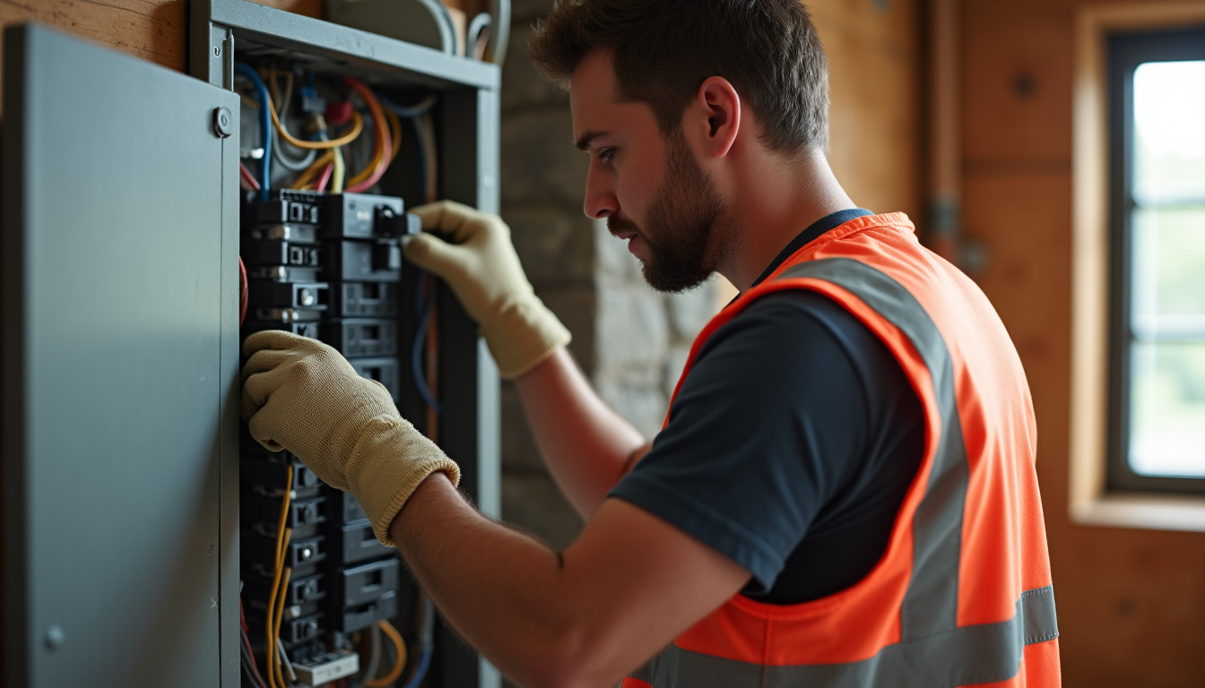 Technicien en train de vérifier le tableau électrique d