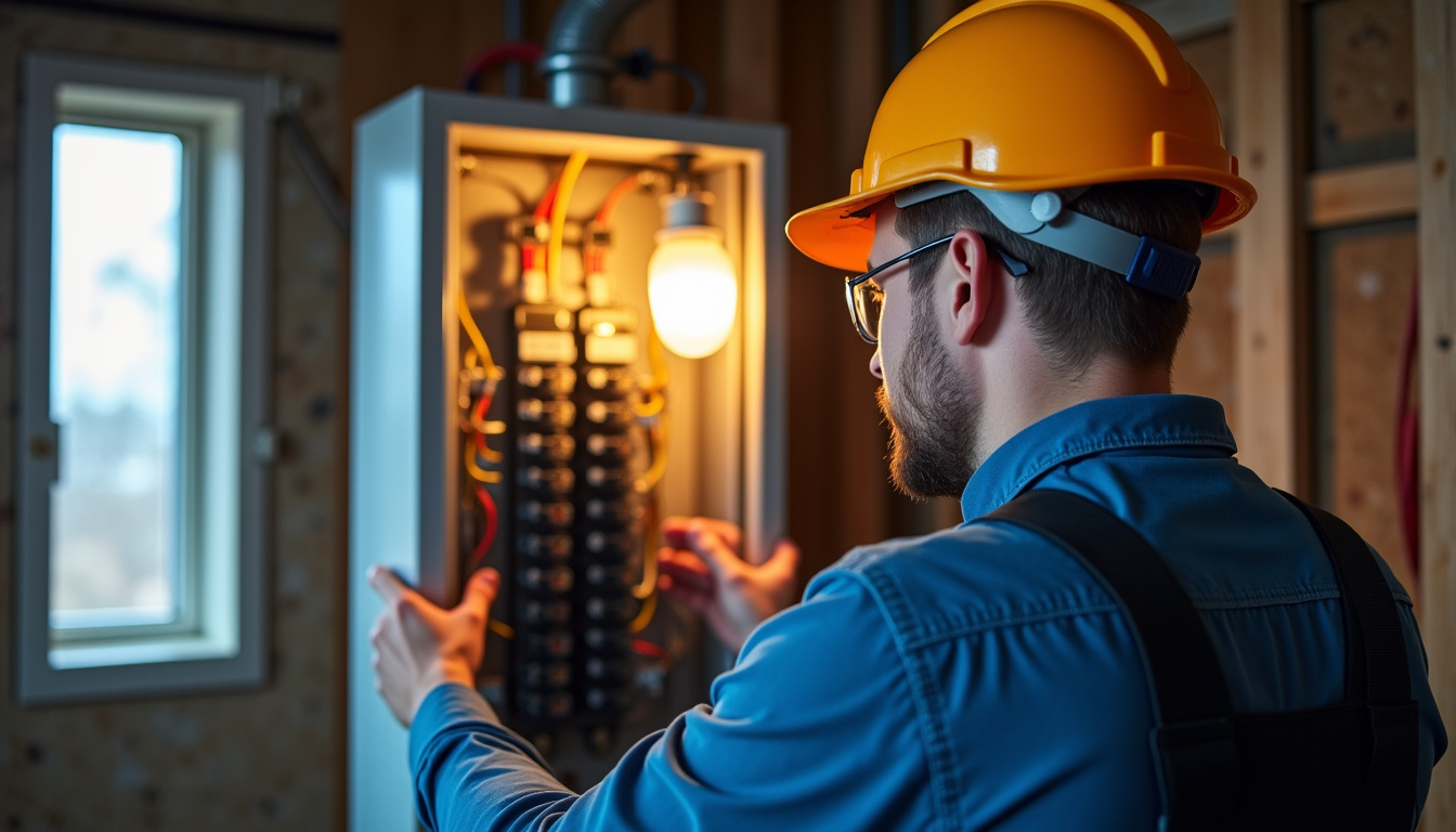 Technicien en train de vérifier un tableau électrique avant installation d