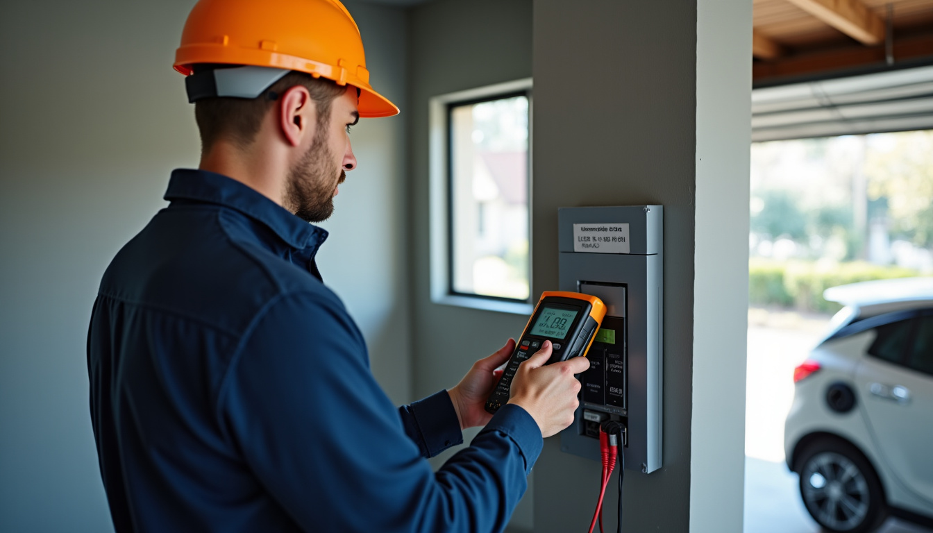 Technicien en train de vérifier un tableau électrique lors d