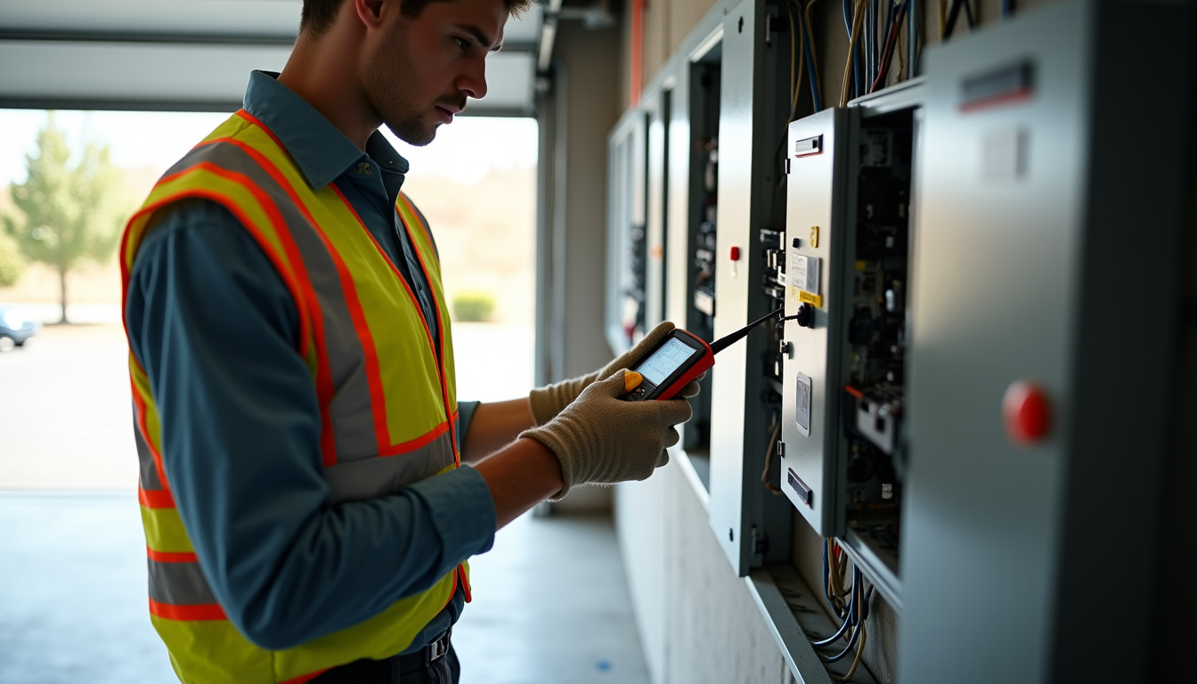 Technicien IRVE effectuant un diagnostic électrique avant installation d