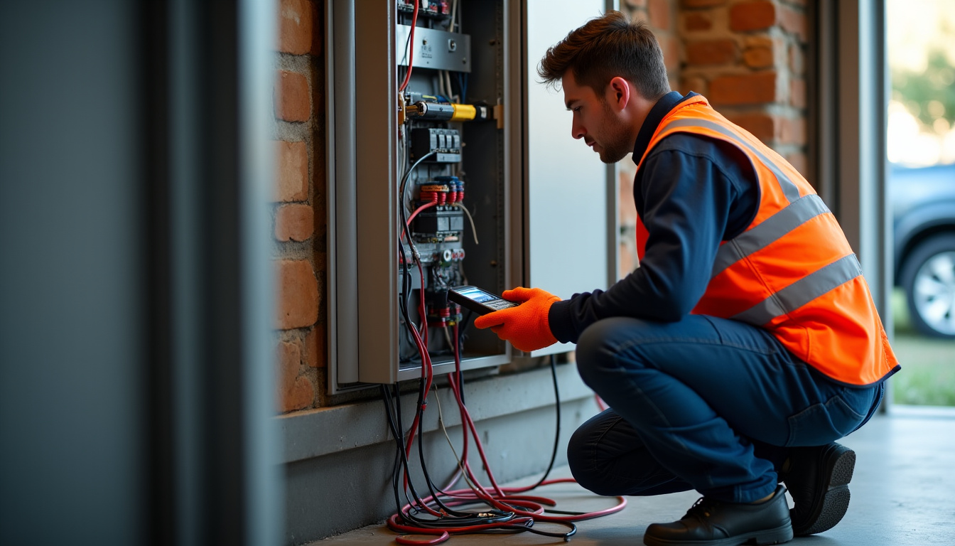 Technicien IRVE effectuant un diagnostic électrique avant installation de borne à Ribécourt-Dreslincourt