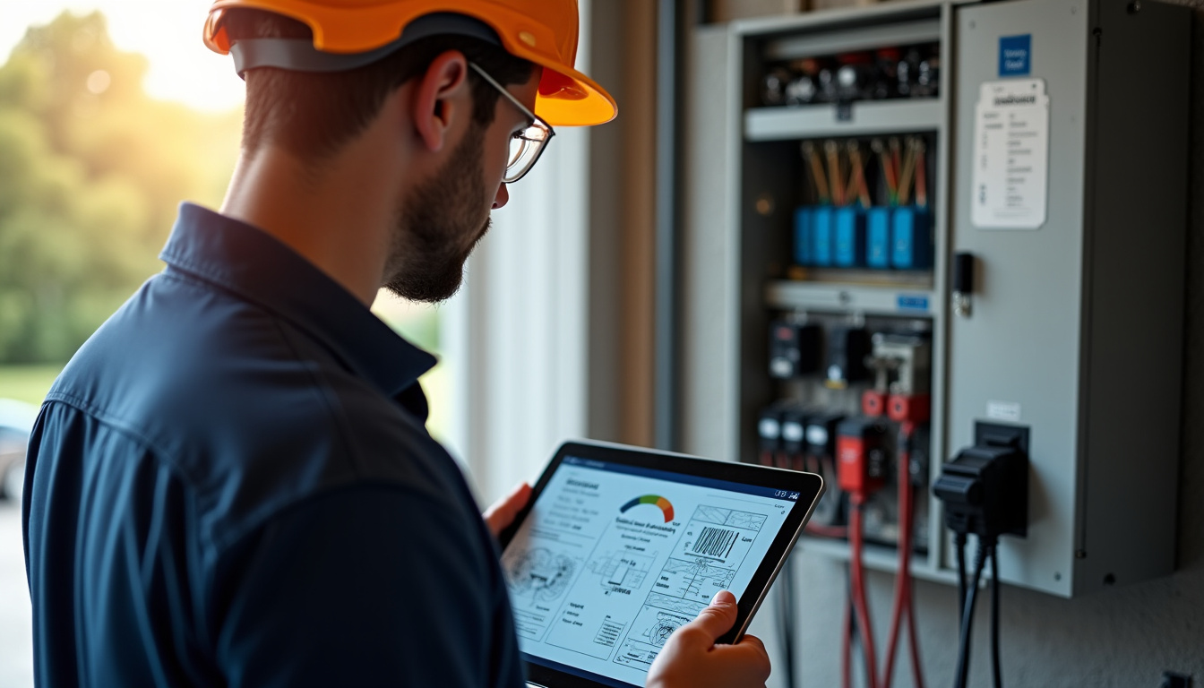 Technicien IRVE réalisant un audit technique avant installation d