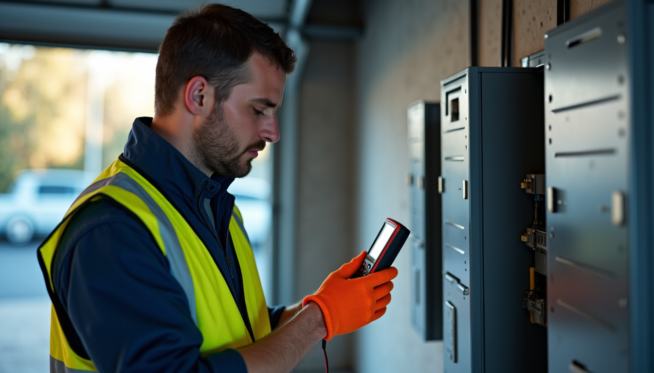 Technicien IRVE réalisant un diagnostic électrique avant installation d
