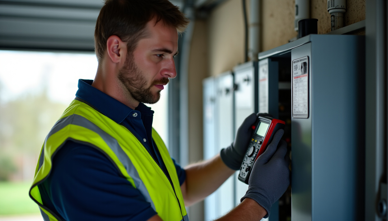 Technicien IRVE réalisant un diagnostic électrique avant installation