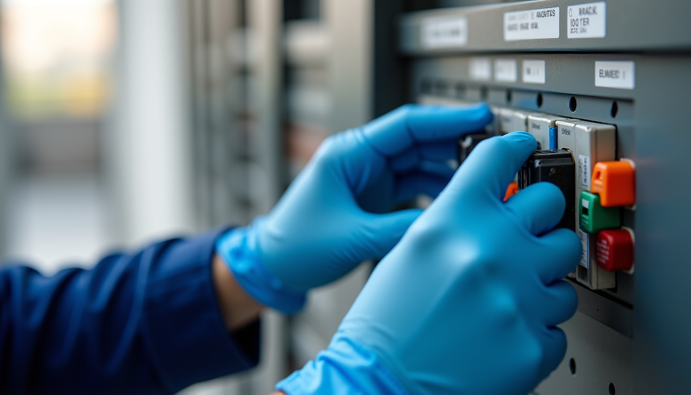 Technicien vérifiant le tableau électrique avant installation d