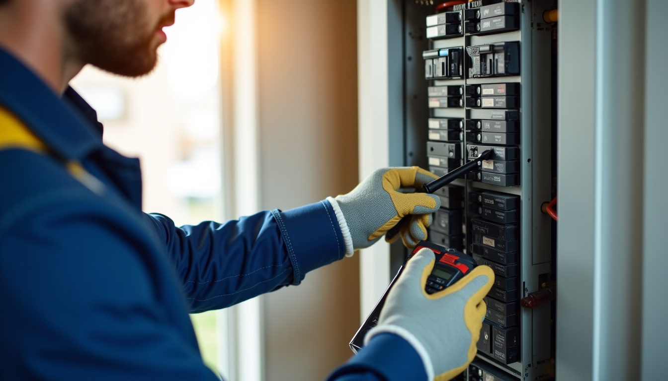 Un électricien certifié IRVE vérifie le tableau électrique avant installation d