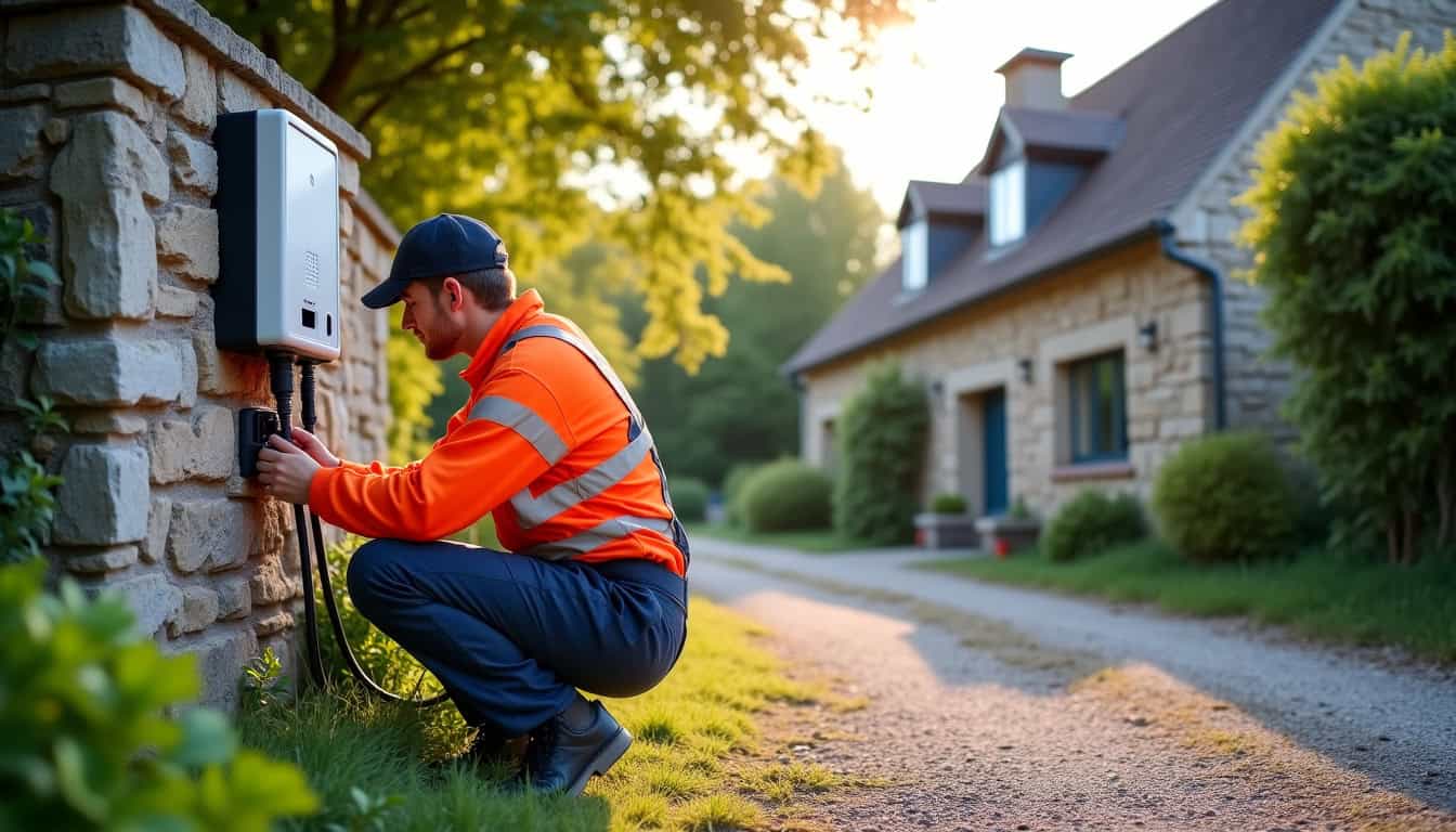 Un installateur IRVE en intervention chez un particulier à Sainte-Suzanne