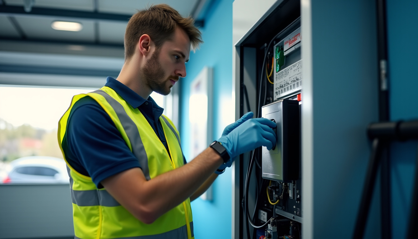 Un technicien IRVE vérifie le tableau électrique avant installation d