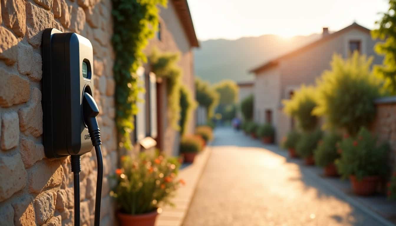 Une borne de recharge électrique installée près d