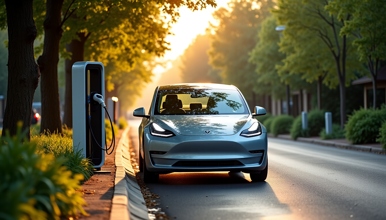 Véhicule électrique en charge sur une borne à Saultain