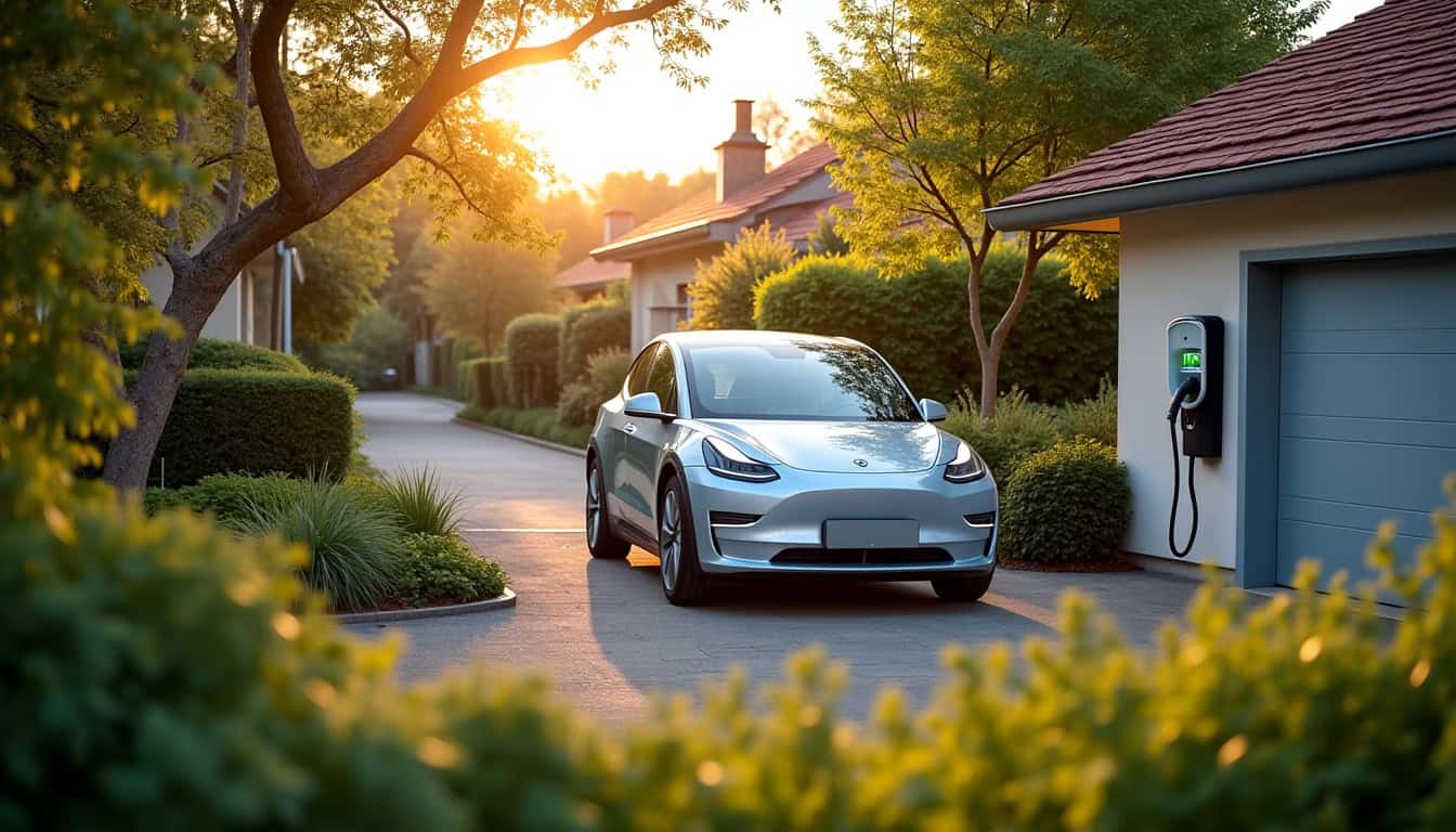 Voiture électrique en charge devant un pavillon à Saint-Jean-d’Illac