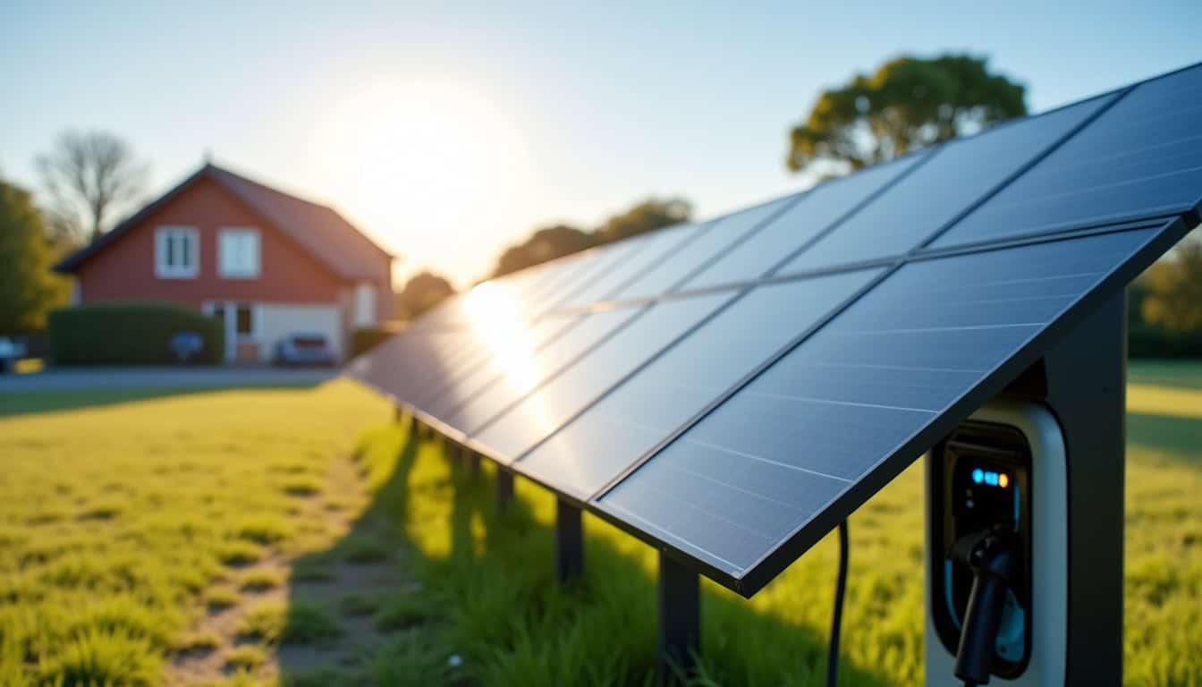 Borne de recharge connectée à des panneaux solaires à Chuisnes