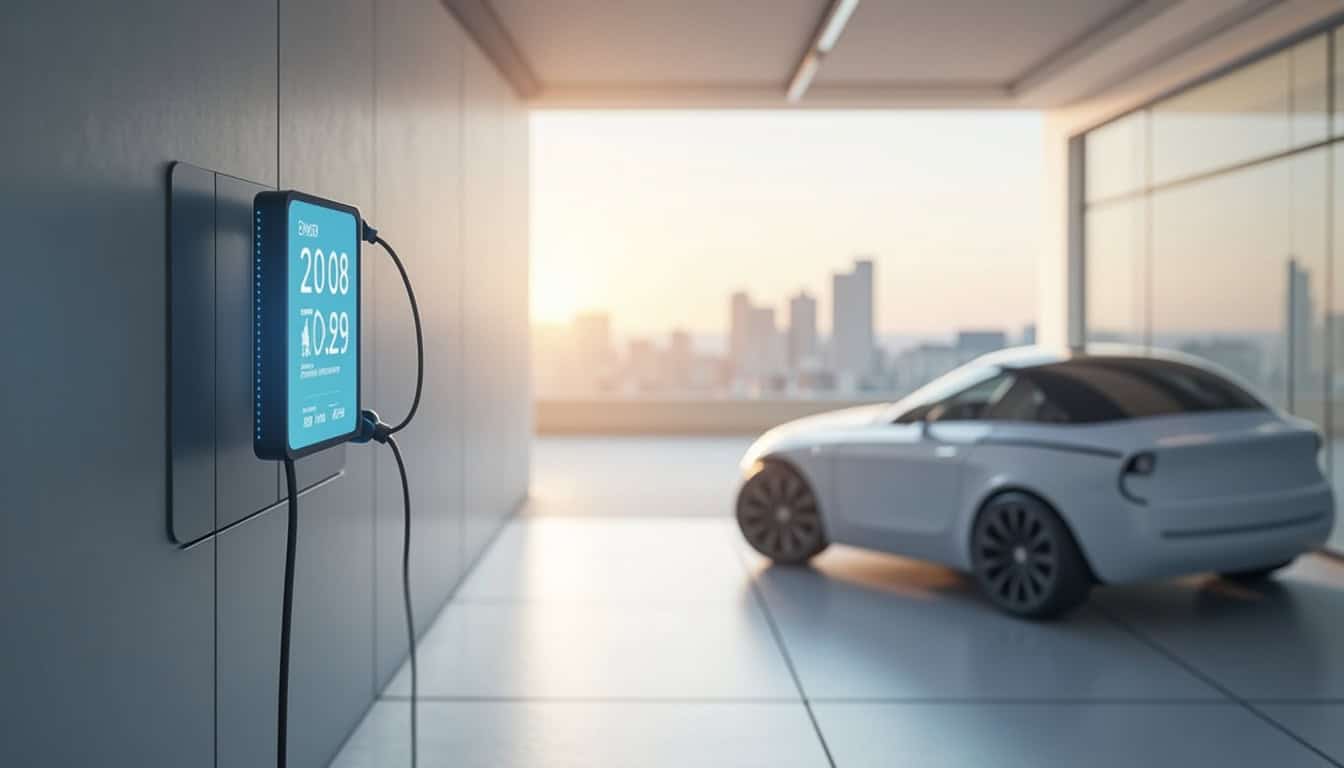 Borne de recharge connectée avec affichage du pilotage énergétique à Chartrettes