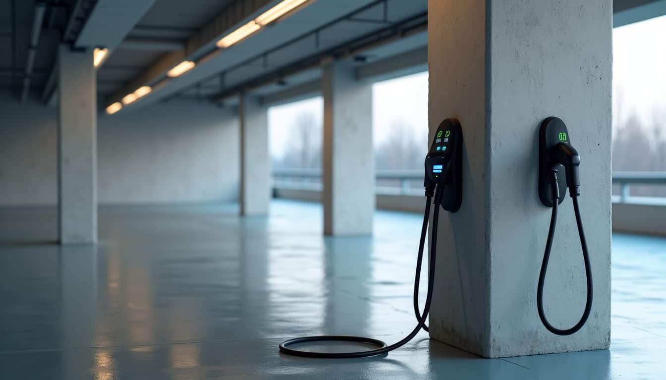 Borne de recharge dans un parking de copropriété à Ballancourt-sur-Essonne