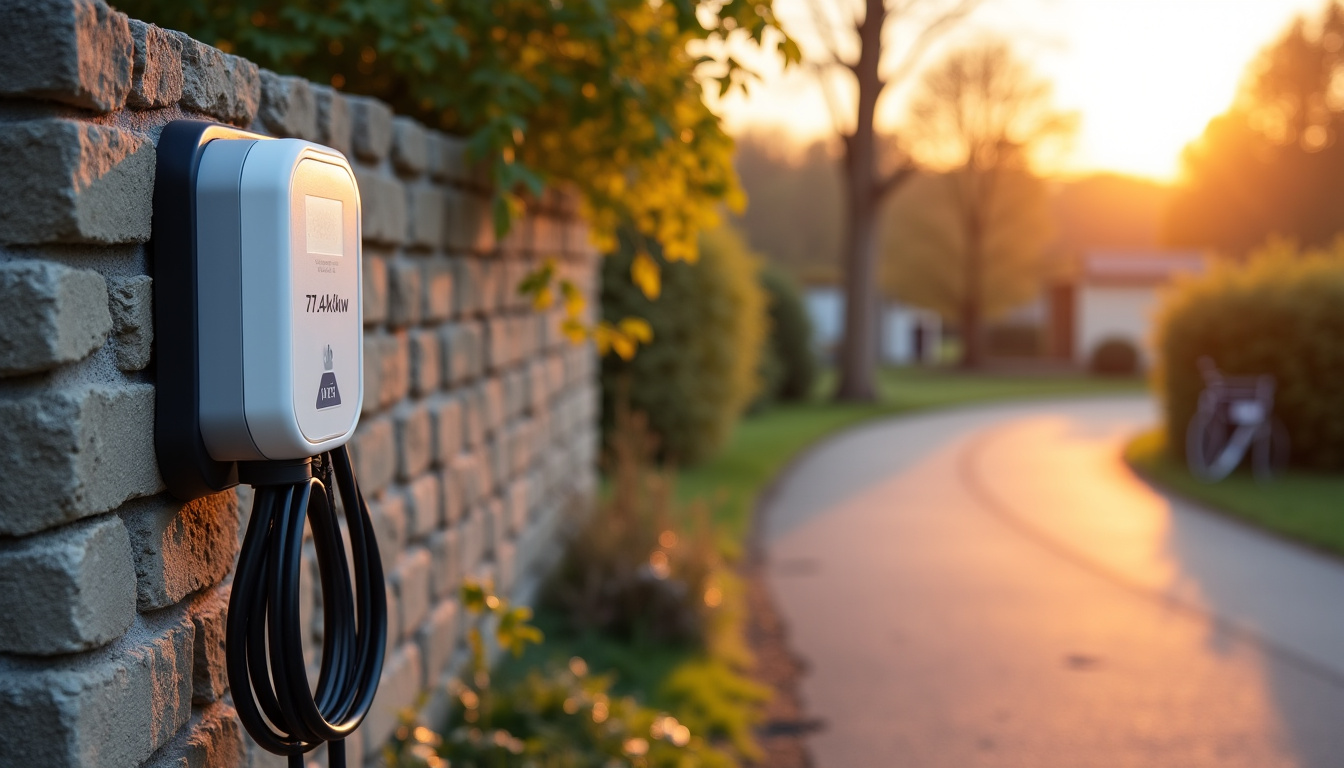 Borne de recharge de 7,4 kW installée près d