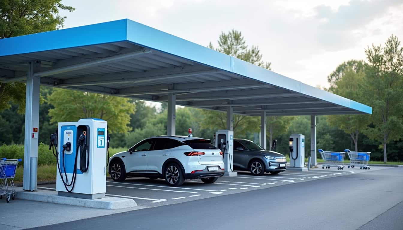 Borne de recharge électrique au Super U de Cozes