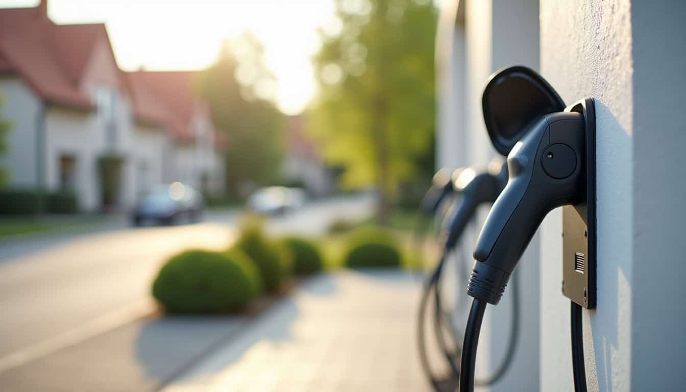 Borne de recharge électrique avec connecteur Type 2 en cours d
