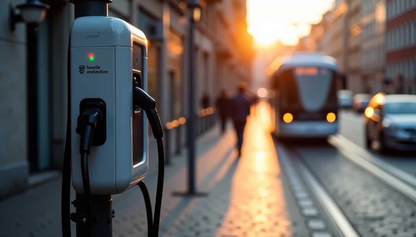 Borne de recharge électrique en milieu urbain à Stains