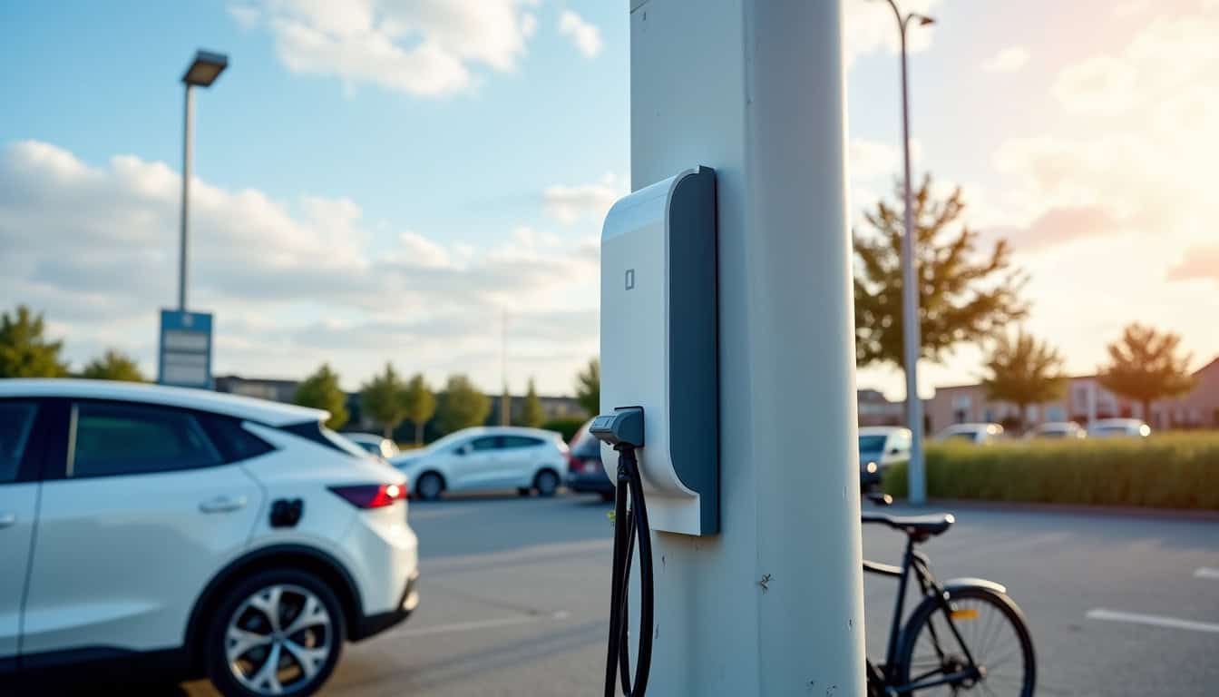 Borne de recharge électrique en stationnement public à Concarneau