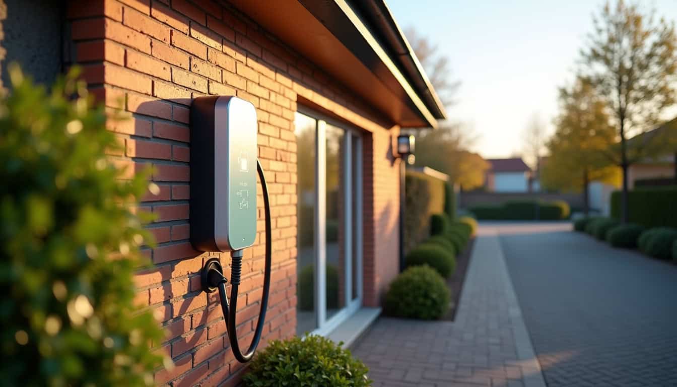Borne de recharge électrique installée à l’extérieur d’un pavillon à Berd