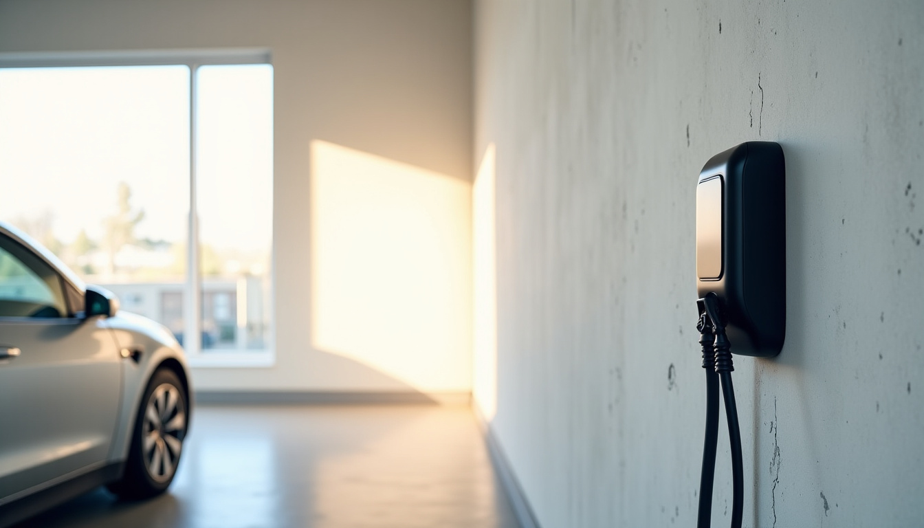 Borne de recharge électrique installée dans un garage à Barentin