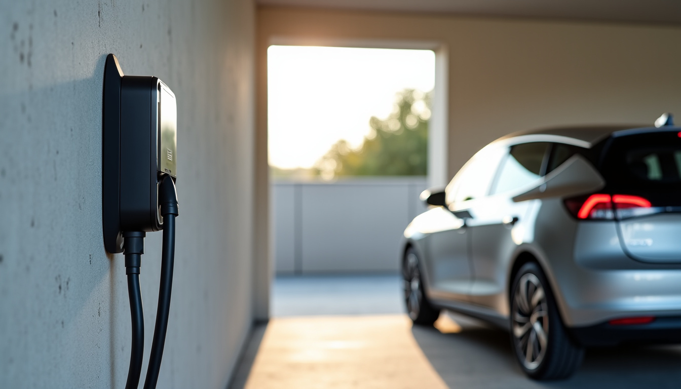 Borne de recharge électrique installée dans un garage à Bray-Dunes