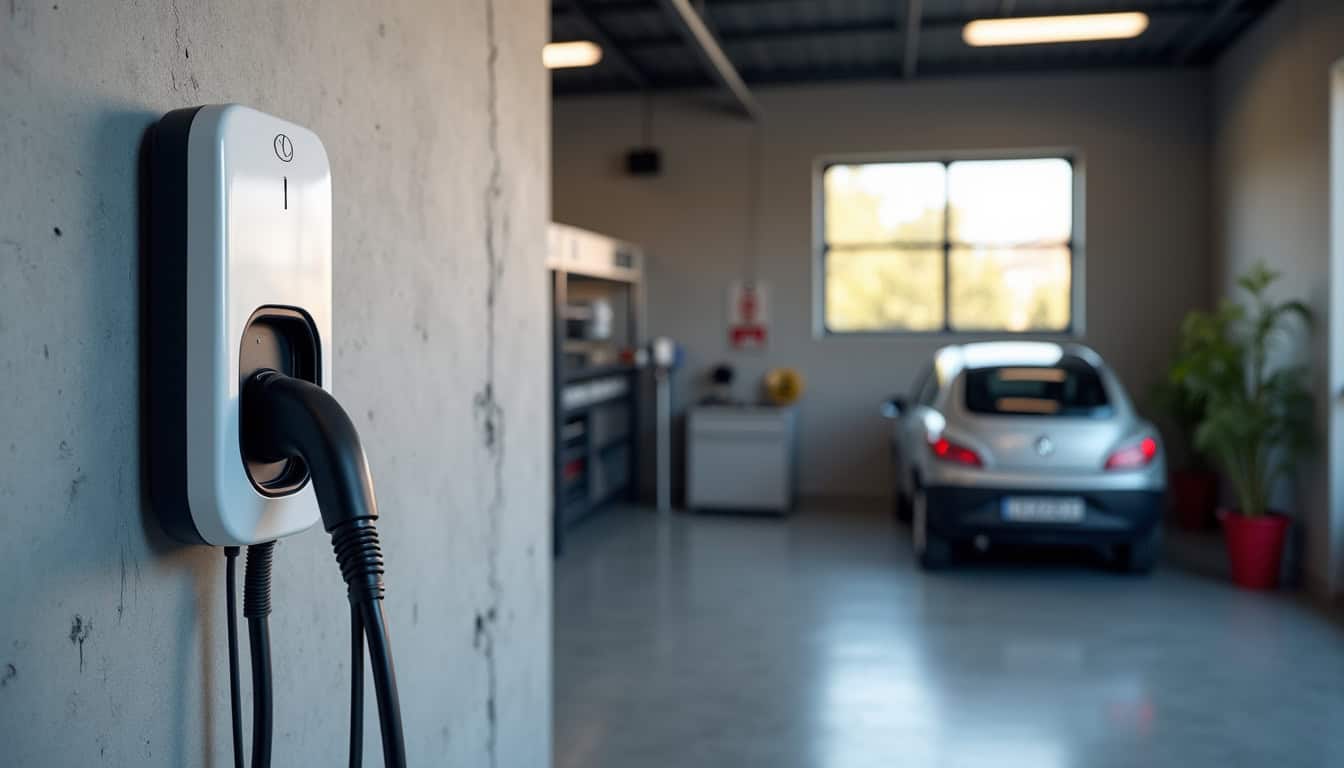 Borne de recharge électrique installée dans un garage à Moussan